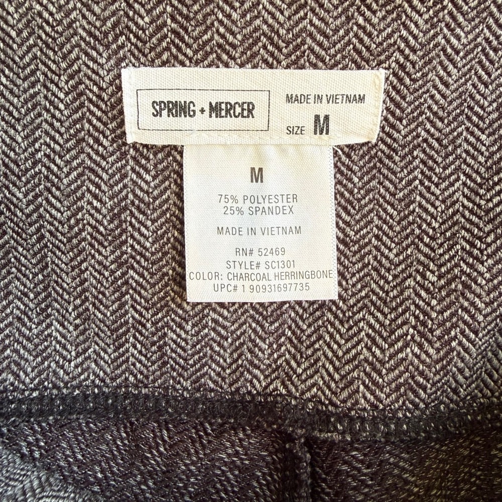 Spring + Mercer Herringbone Pull On Cropped Tapered Career Pants Medium Gray - Picture 3 of 7